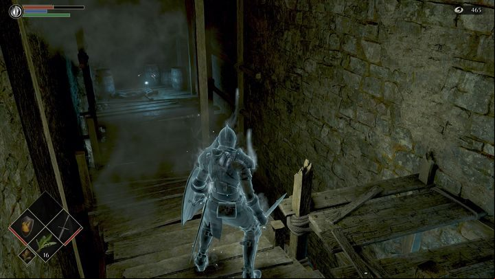 But before you go the stairs, turn around and go to the items - Demons Souls Remake: Gates Of Boletaria (1-1) - walkthrough - Boletarian Palace (Region 1) - Demons Souls Remake Guide