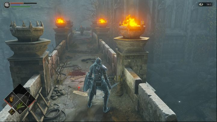 A little further, there is a narrow road and red-eyed Knight - Demons Souls Remake: Gates Of Boletaria (1-1) - walkthrough - Boletarian Palace (Region 1) - Demons Souls Remake Guide