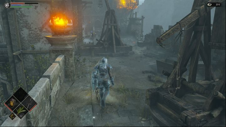 One of the Knights is near the fog, block his attack and perform a backstab - Demons Souls Remake: Gates Of Boletaria (1-1) - walkthrough - Boletarian Palace (Region 1) - Demons Souls Remake Guide