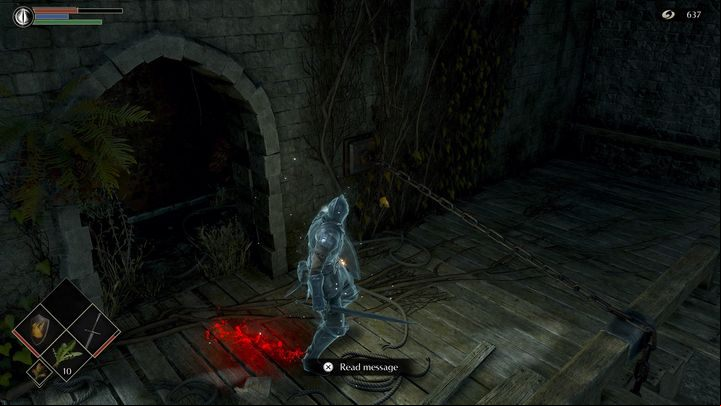 Descending, on the left side, there will be an exit to a wooden balcony - Demons Souls Remake: Gates Of Boletaria (1-1) - walkthrough - Boletarian Palace (Region 1) - Demons Souls Remake Guide