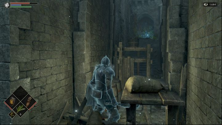 On the left side, there is an item that will help you in the fight against the boss - Demons Souls Remake: Gates Of Boletaria (1-1) - walkthrough - Boletarian Palace (Region 1) - Demons Souls Remake Guide