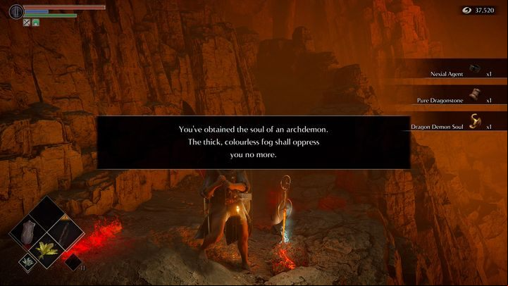 When you defeat the boss, a pop-up will appear informing that the dense fog will disappear - Demons Souls Remake: Dragon God - boss, how to defeat? - Demons Souls Remake: Bosses - Demons Souls Remake Guide