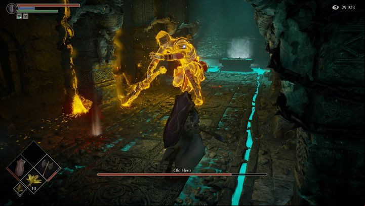 The arena is quite long, so the fight should not cause any problems if you decide to fight him at a distance - Demons Souls remake: Old Hero - boss, how to defeat? - Demons Souls Remake: Bosses - Demons Souls Remake Guide
