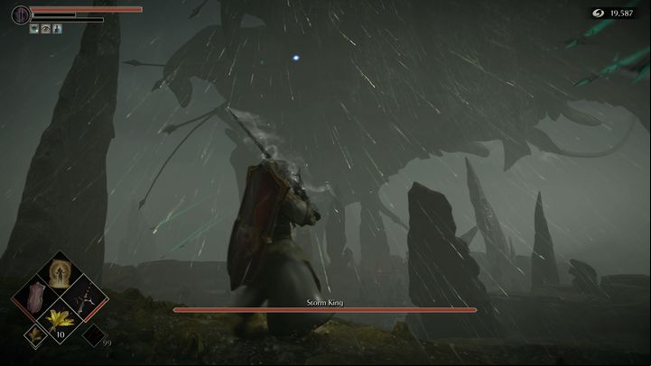 Watch out for one of the Storm King's more powerful attacks - a volley shot in your direction - Demons Souls remake: Storm King - boss how to defeat? - Demons Souls Remake: Bosses - Demons Souls Remake Guide