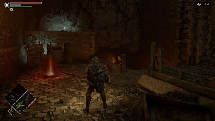 After defeating the opponents, go forward - Demons Souls Remake: Smithing Grounds(2-1) - walkthrough - Tunnel of the Stone Fang (Region 2) - Demons Souls Remake Guide