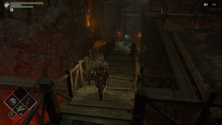 Then go down the stairs again - Demons Souls Remake: Smithing Grounds(2-1) - walkthrough - Tunnel of the Stone Fang (Region 2) - Demons Souls Remake Guide