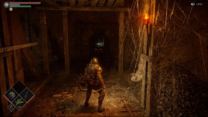 St the bottom, on the left side there is a dark corridor - Demons Souls Remake: Smithing Grounds(2-1) - walkthrough - Tunnel of the Stone Fang (Region 2) - Demons Souls Remake Guide