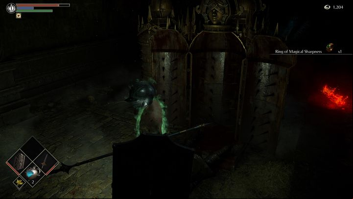 At the end of the corridor is a cell with several iron maidens inside - Demons Souls Remake: Prison of Hope (3-1) - walkthrough - Tower of Latria (Region 3) - Demons Souls Remake Guide
