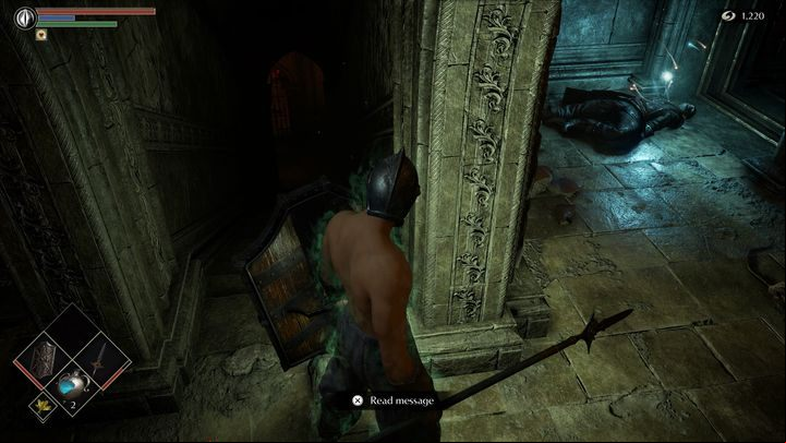 As you descend, you will see an object and two paths - Demons Souls Remake: Prison of Hope (3-1) - walkthrough - Tower of Latria (Region 3) - Demons Souls Remake Guide