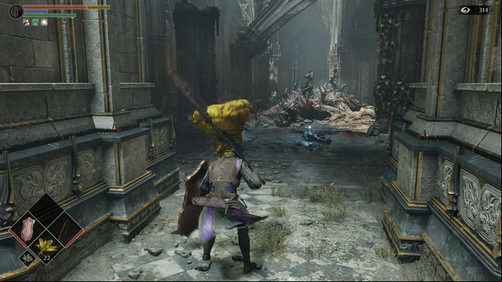 There are three enemies with crossbows on the dragon corpse - Demons Souls Remake: The Kings Tower (1-4) - walkthrough - Demons Souls Remake Guide