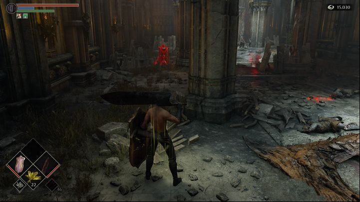 One of the Phantoms fights with a shield, it is quite resistant and has powerful attacks, but is also very slow - Demons Souls Remake: The Kings Tower (1-4) - walkthrough - Demons Souls Remake Guide