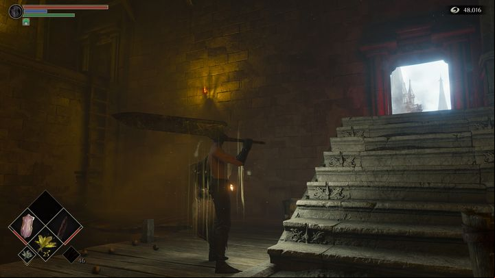 At the top on the left side there is a ladder that leads to a closed door - Demons Souls Remake: The Kings Tower (1-4) - walkthrough - Demons Souls Remake Guide