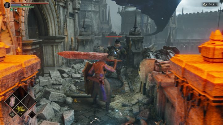 When the dragon stops spitting fire, run forward, ignoring the remaining enemies, and keep close to the incinerated fragment of the road - Demons Souls Remake: The Kings Tower (1-4) - walkthrough - Demons Souls Remake Guide