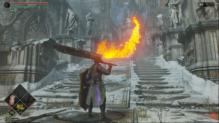 Then you will see the blue dragon change its position - Demons Souls Remake: The Kings Tower (1-4) - walkthrough - Demons Souls Remake Guide