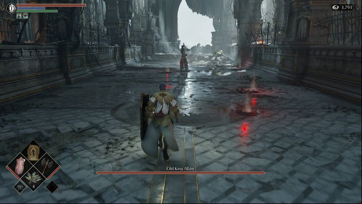 Old King Allant approaches your character slowly at first, but he'll cover the distance between you very quickly immediately when he attacks - Demons Souls Remake: Old King Allant - boss, how to defeat? - Bosses - Demons Souls Remake Guide