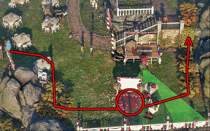 Now you have to sneak into the ivy wall that is located behind the stairs (M4,12) - Desperados 3: Get Cooper to the mayors office - mission 4, walkthrough - Mission 4 - Until Death Do Us Part - Desperados 3 Guide