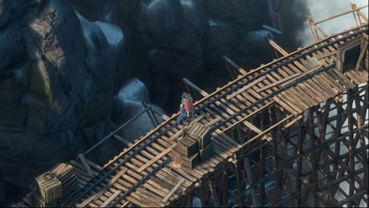 Slowly head towards the railway bridge (M6,5) - you have to cross it - Desperados 6: Walk over the bridge and get a disguise - mission 6, walkthrough - Mission 6 - The Bridge at Eagle Falls - Desperados 3 Guide
