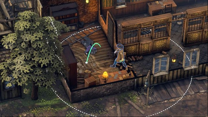 With the cash, head to the bank building (M8,13) - Desperados 3: Mission 8 - map, badges - Mission 8 - One Hell of a Night - Desperados 3 Guide