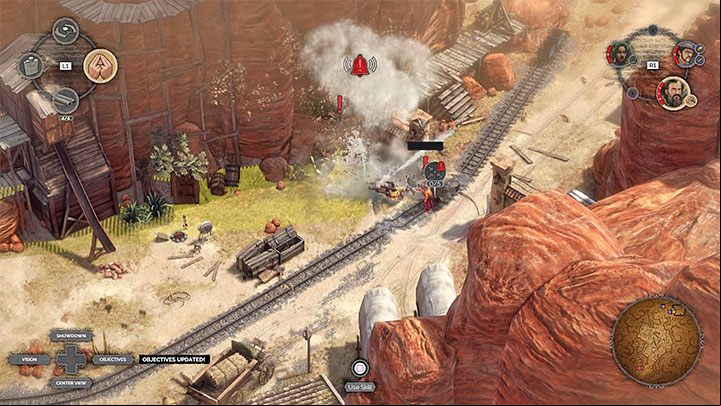 After you pick up the dynamite, you have a certain amount of time to throw it before it explodes - Desperados 3: Mission 13 - map, badges - Mission 13 - A Cart Full of Gunpowder - Desperados 3 Guide