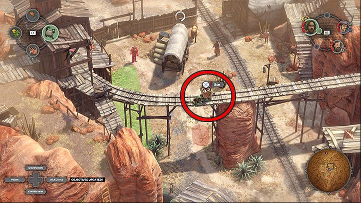 In the next area (M13,12), focus on eliminating two opponents in a poncho on the left - Desperados 3: Push the wagon to the gate - mission 13, walkthrough - Mission 13 - A Cart Full of Gunpowder - Desperados 3 Guide