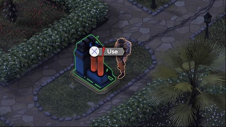 Activating the device in the back garden (M15,16) requires the cooperation of two team - Desperados 3: Distract guests with a garden device - mission 15, walkthrough - Mission 15 - A Captain of Industry - Desperados 3 Guide
