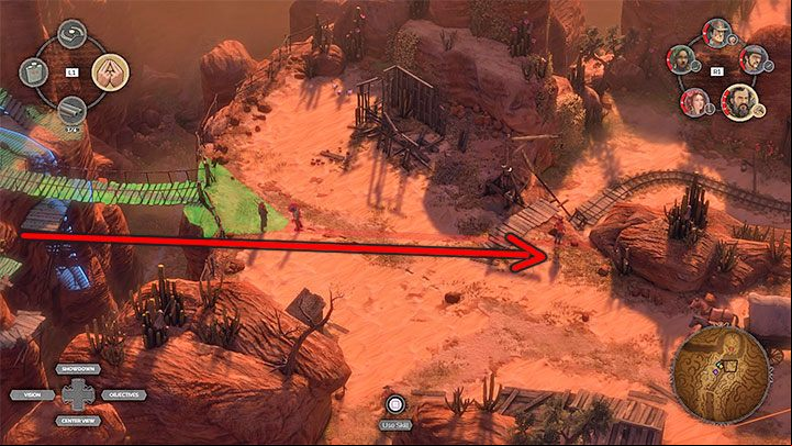 Also in the second part of town, you can walk by the cliff, and again this is a good choice for Cooper and Isabelle - Desperados 3: Reach the cemetery gate - mission 16, walkthrough - Mission 16 - The Old and The New - Desperados 3 Guide