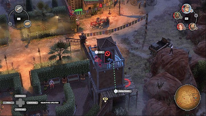The fireworks box is located in the central part of the small maze (M15,6) - Desperados 3: Distract guests with fireworks - mission 15, walkthrough - Mission 15 - A Captain of Industry - Desperados 3 Guide