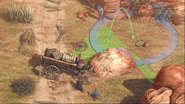 Get to the destroyed wagon (M1,3) to get another tutorial page - Desperados 3: Follow your father - mission 1, walkthrough - Mission 1 - On the Hunt - Desperados 3 Guide