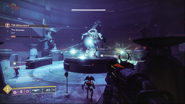 As soon as The Gauntlet stage begins, the first mini-boss called Councilors Minotaur will appear in the middle of the arena with his vanguards - Destiny 2: The Menagerie - game mode - Game modes - Destiny 2 Game Guide