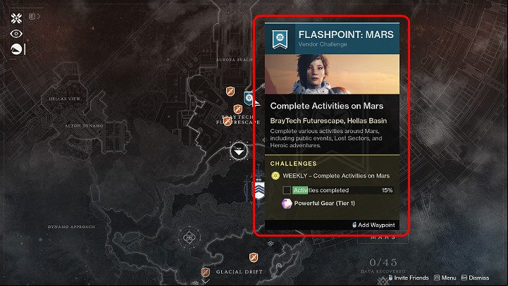 The extra task associated with the Flashpoint event does not need to be picked up anywhere, as it is available to all players from the beginning of the week - Destiny: Flashpoints - markers and activities - Markers and activities - Destiny 2 Game Guide