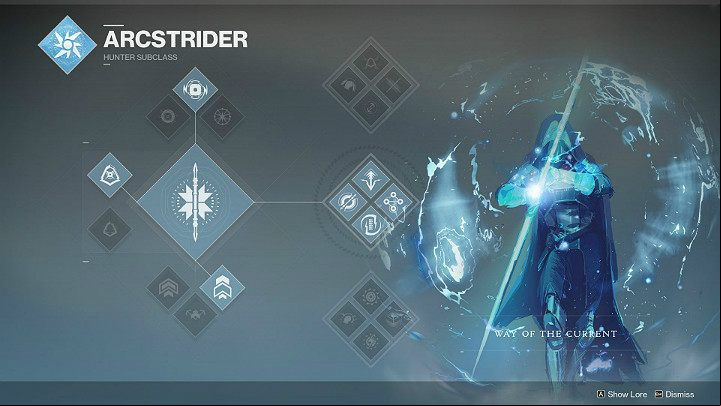 By selecting a Hunter subclass called the Arcstrider, you will have access to three different ive skill sets: Way of the Warrior, Way of the Wind and Way of the Current - Destiny 2: Hunter - character classes - Character classes - Destiny 2 Game Guide