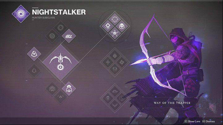By selecting a Nightstalker subclass of Hunter, you will have access to three different ive skill sets: Way of the Trapper, Way of the Pathfinder, Way of the Wraith - Destiny 2: Hunter - character classes - Character classes - Destiny 2 Game Guide