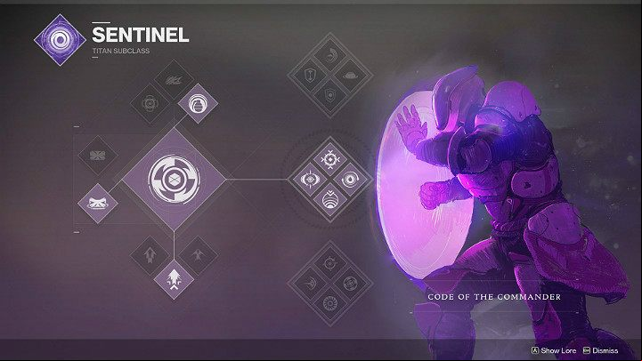 By selecting the Titan subclass called Sentinel, you will have access to three different ive skill sets: Code of the Protector, Code of the Aggressor, Code of the Commander - Destiny 2: Titan - character classes - Character classes - Destiny 2 Game Guide