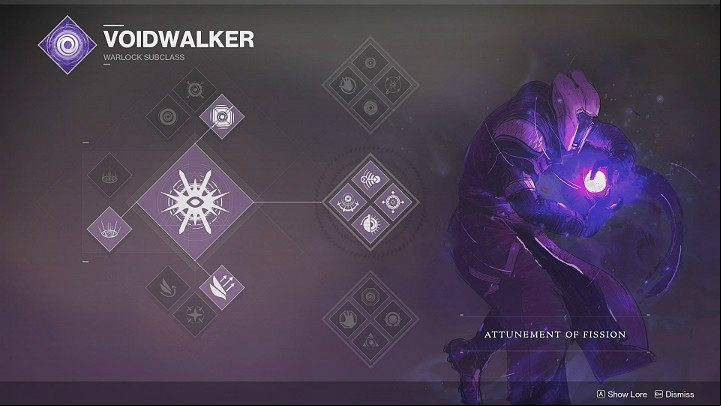 By selecting a Voidwalker subclass of the Wizard class, you will gain access to three different ive skill sets: Attunement of Chaos, Attunement of Hunger, Attunement of Fission - Destiny 2: Warlock - character classes - Character classes - Destiny 2 Game Guide