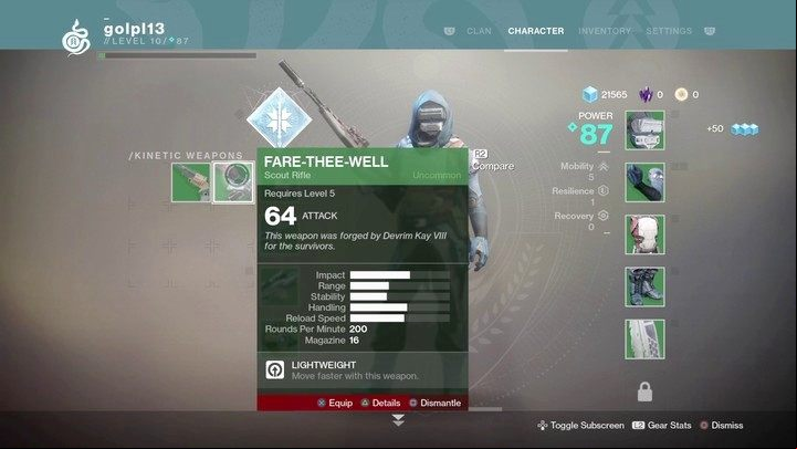 The process of dismantling unnecessary weapons - dont store what is weak and useless cause you will no longer have any use for these items - Destiny 2: Weapons and armor - how to get? - Equipment - Destiny 2 Game Guide