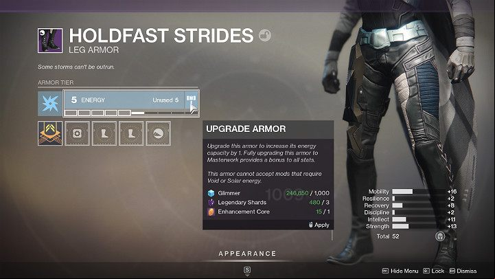 Parts of armor found in Destiny 2 may already have a certain Tier, such as the shoes shown in the above image which have already been found on the 5th Tier - Destiny 2: Masterwork Armor - Equipment - Destiny 2 Game Guide