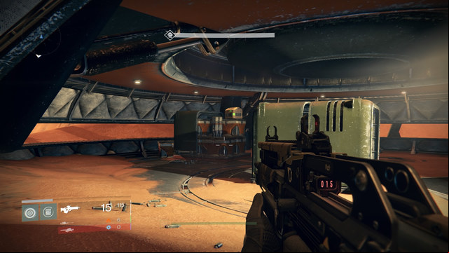 The chest is in the bunker on top of the other boxes - Mars | Gold Chests - Gold Chests - Destiny Game Guide
