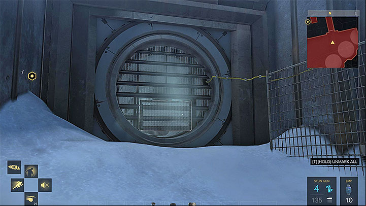 The large fan can be turned off with an EMP explosive, or by reaching the fuse box. - G.A.R.M. - main quest - G.A.R.M. Facility | Quests and maps - Deus Ex: Mankind Divided Game Guide