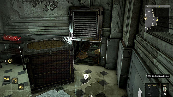 Entrance of the shaft on the first level - Facing the Enigma - main quest - Main quests - Deus Ex: Mankind Divided Game Guide