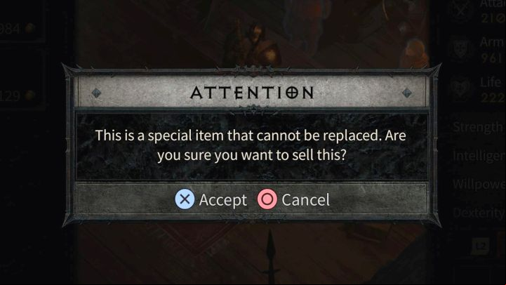 When you try to sell a unique item, the game will warn you about its uniqueness - you need to confirm that you want to sell it - Diablo 4: How to buy a sold item (Buyback)? - Equipment - Diablo 4 Guide
