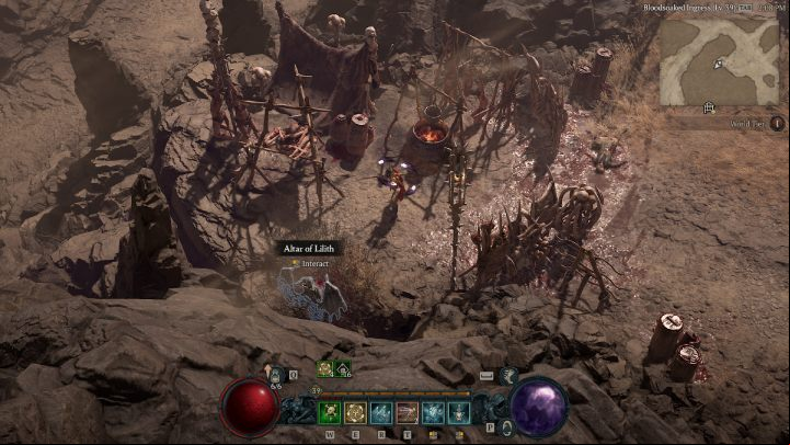 Altar #14 is near the path leading to Untamed Scarps - Diablo 4: Altars of Lilith - Dry Steppes - Altars of Lilith - Diablo 4 Guide