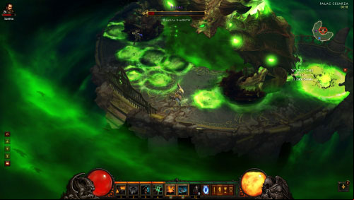 Belial often turns on his rage mode and this is when he slams his hands into the ground youre standing on and causes explosions inside all of the green circles - The Scouring of Caldeum - Quests - Diablo III Game Guide