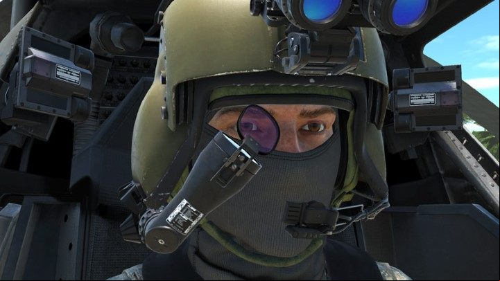 The Helmet Display Unit is a small tube with a glass, which is attached to the helmet only in front of the right eye - DCS AH-64D Apache: Pilot/G Cockpits and Controls - Basics - DCS AH-64 Apache Guide