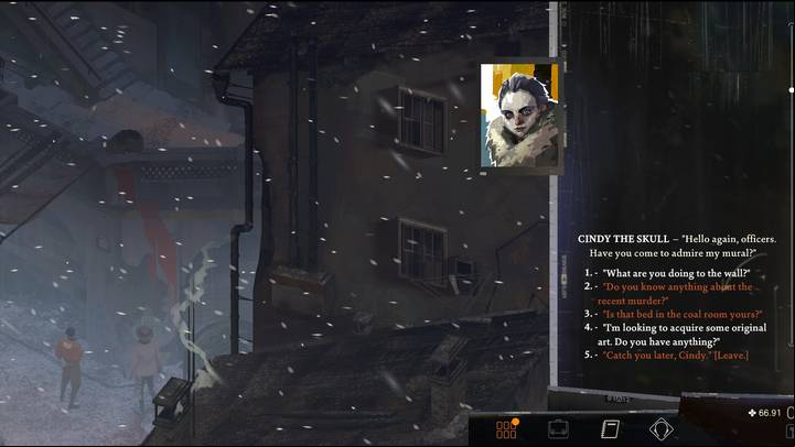 Talk to Cindy about acquiring some sort of art from her - Disco Elysium: Become a man of plenty - walkthrough - Political tasks - Disco Elysium Guide