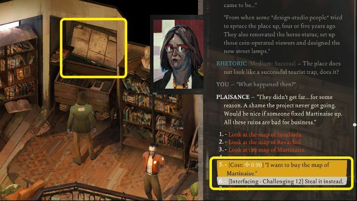 Head to the upper floor and interact with the old maps that hang on the wall - we've highlighted it in the picture above - Disco Elysium: How to get map? - FAQ - Disco Elysium Guide