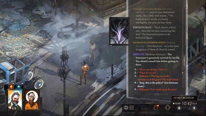 You can the mercenary tribunal in any way you like - notify the participants that you're the police or keep your head down at first - Disco Elysium: Return to the Whirling-in-Rags - walkthrough - Ruby and the shooter - Disco Elysium Guide