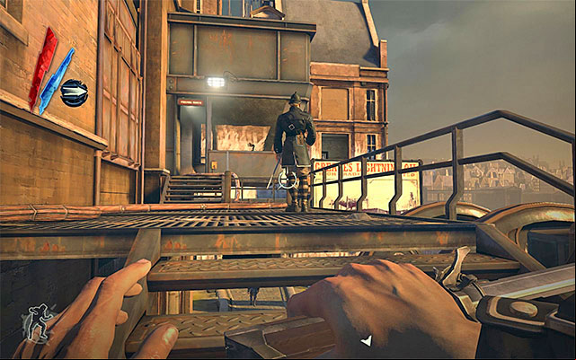 A less obvious variant assumes that you stop the running machinery that somewhat guards the entrance to the enclosed area - Getting around the third outpost - Mission 4 - The Royal Physician - Dishonored - Game Guide and Walkthrough