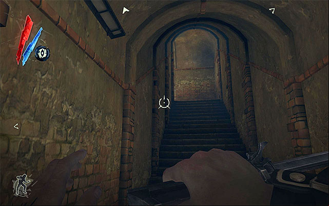 If you do not want to take the main stairs, you can take one of the two ages located in the abovementioned kitchen - the stairs (the above screenshot) or the hole located above the trash container - Exploring the Dunwall Tower Ground Floor - Mission 6 - Return to the Tower - Dishonored - Game Guide and Walkthrough