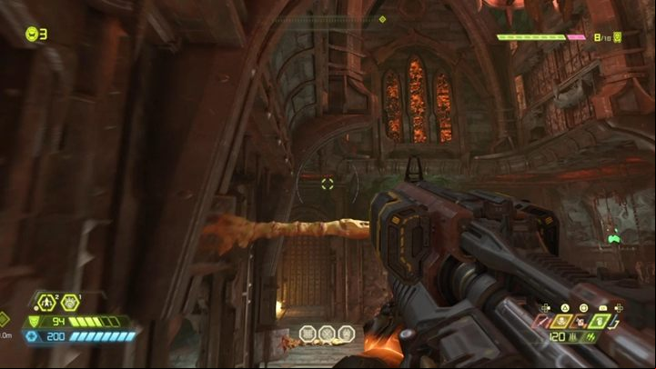 After the fight, you have to use the bars to jump to the next level and get out of the chamber - Doom Eternal: Nekravol 1 walkthrough - Levels walkthrough - Doom Eternal Guide