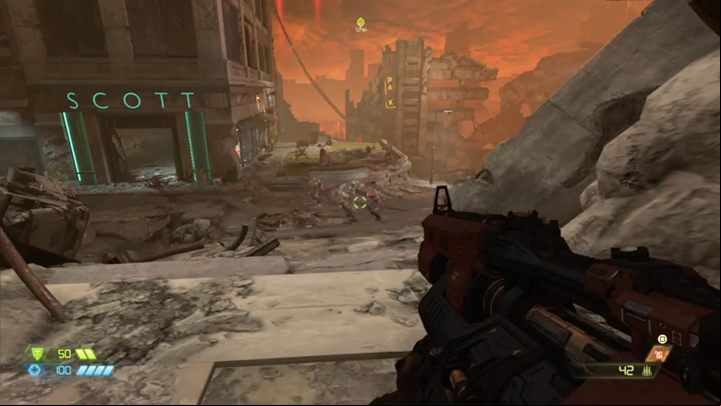 After the battle, move further along the gorge and fight lesser opponents - Doom Eternal: Hell on Earth walkthrough - Levels walkthrough - Doom Eternal Guide